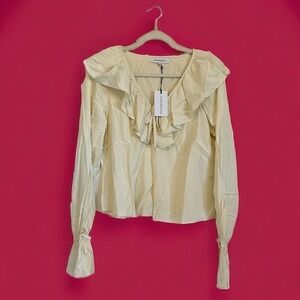 NWT WeWoreWhat boho ruffle peasant sleeve blouse lightweight cream women’s large